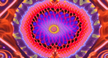 Wall Mural - 3d kaleidoscope mandala abstract background of trippy art psychedelic trance to open third eye with 
