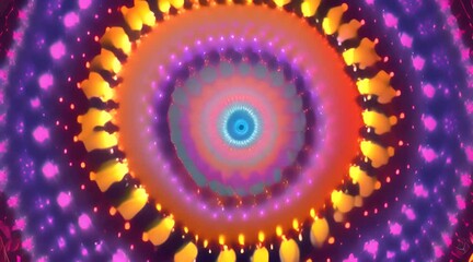Wall Mural - 3d kaleidoscope mandala abstract background of trippy art psychedelic trance to open third eye with 
