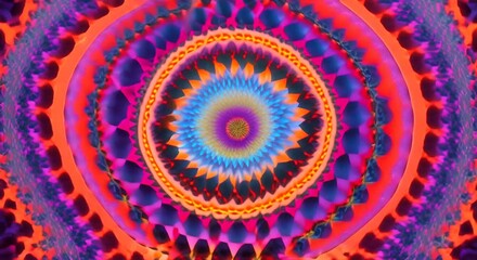 Wall Mural - 3d kaleidoscope mandala abstract background of trippy art psychedelic trance to open third eye with 