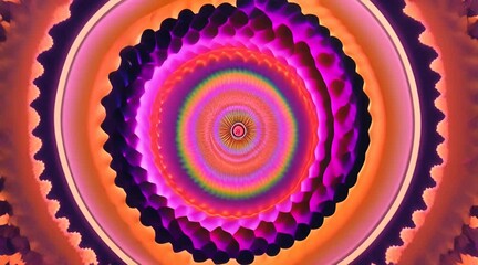 Wall Mural - 3d kaleidoscope mandala abstract background of trippy art psychedelic trance to open third eye with 