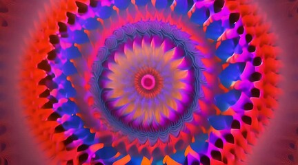 Wall Mural - 3d kaleidoscope mandala abstract background of trippy art psychedelic trance to open third eye with 