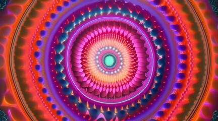 Wall Mural - 3d kaleidoscope mandala abstract background of trippy art psychedelic trance to open third eye with 