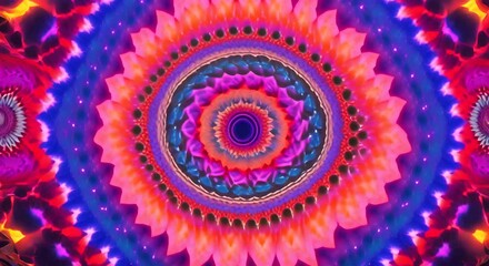 Wall Mural - 3d kaleidoscope mandala abstract background of trippy art psychedelic trance to open third eye with 