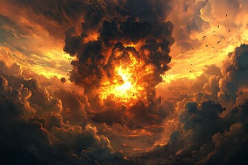 Wall Mural - Fiery Cloudscape