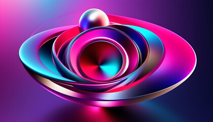 Simple 3D abstract design with bright light modern art illustration.