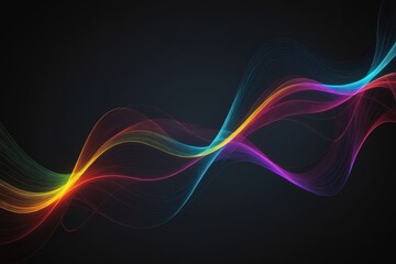 Wall Mural - abstract colorful light gradient line wave motion on dark tone background