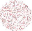 © doom.ko - Symbol of Spain inside a circle shape element Doodle Art Illustration. Hand drawn vector clip art