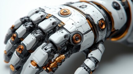 Wall Mural - Close-up of a futuristic robotic hand showcasing intricate design.