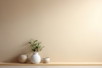 Wall Mural - Beige wall simplicity plant vase.