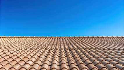 Poster - Concrete roof tiles under clear blue sky , home, construction, architecture, building, exterior, tiles, roof