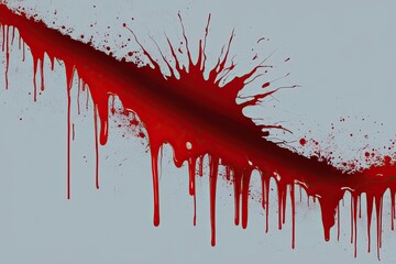 Disturbing Red Blood Smear and Horror Trail on White Background