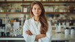 © Cheetose - A confident woman in white lab coat stands in chemistry laboratory filled with vials and chemical equipment, showcasing her expertise and dedication to science