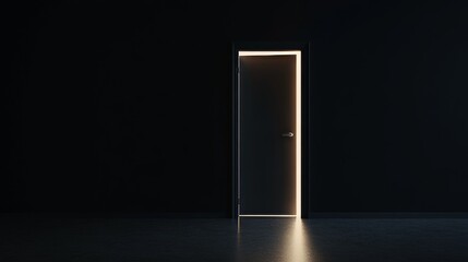 Wall Mural - an abstract rendering of a white door in a dark room with bright white light emanating from its open