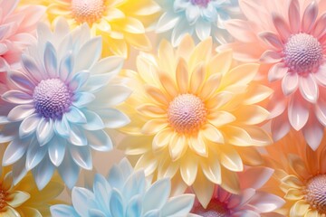 Canvas Print - Pastel 3d sunflower holographic pattern nature dahlia.