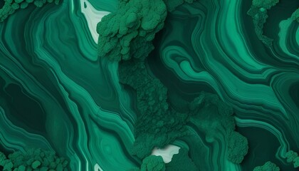 Wall Mural - Rich green malachite texture with fluid patterns and organic details
