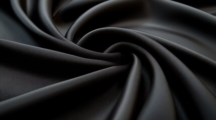 Wall Mural - Elegant black satin fabric twisted in soft curves