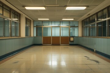 Canvas Print - Clean and clear police station flooring architecture punishment.