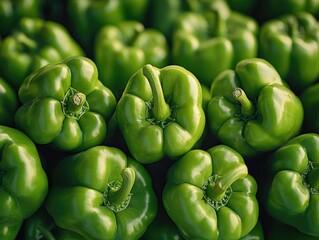 Stacked green peppers