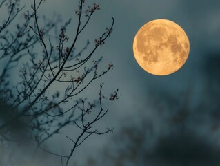 full moon through tree branches
