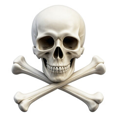 A white skull with crossbones, symbolizing danger or poison. Transparent background