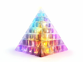 Wall Mural - Stunning Flat Holographic Champagne Pyramid: Medium Shot of Glowing Glasses with Intricate Patterns on White Background - Perfect for Business Presentations