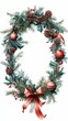 © fourtakig - Vertical frame of a festive wreath adorned with ribbons, ornaments, and evergreen sprigs