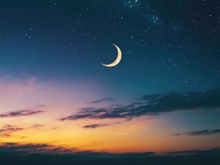 Wall Mural - night sky with shining moon
