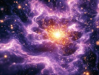 Poster - Purple galaxy with star at center