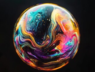 Canvas Print - Colorful Marble Ball Close Up