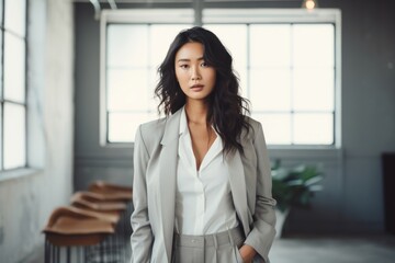 Canvas Print - White suit standing blazer office.