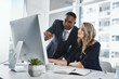 © BestCam/peopleimages.com - Business people, accountant and coach with computer for corporate budget, expenses or financial planning at office. Businessman, woman or employees in finance for profit, growth or company revenue