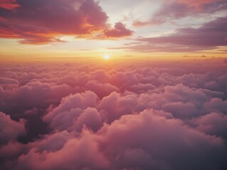 Wall Mural - sunset over cloudy sky