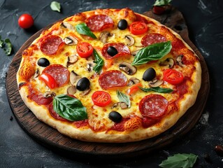 Canvas Print - Fresh Pizza with Toppings