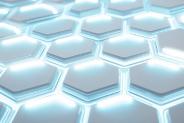 Wall Mural - Octagons. White Glowing Octagons with Keyboard in Futuristic Background