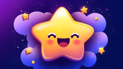 A cheerful star character with a smiling face.