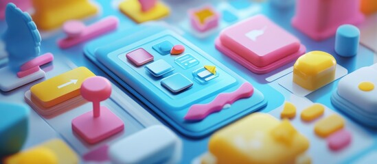 3D rendering illustrating concepts of mobile app and software development