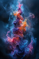 Wall Mural - The wavy lines of neon lights intersect and overlap, creating a dynamic pattern.