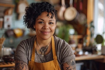 Wall Mural - Portrait of a smiling black woman small business owner