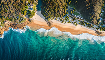 Wall Mural - Aerial view of famous Australian beach and resort