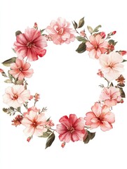 Sticker - Pink flower wreath on white