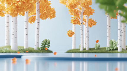 Autumn outdoor nature scenery in illustration style