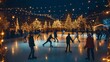 © Daria Lukoiko - Families and friends gather at the outdoor skating rink to celebrate Christmas, skating on the ice by twinkling lights, memories of togetherness and fun on a festive winter night. gliding on ice