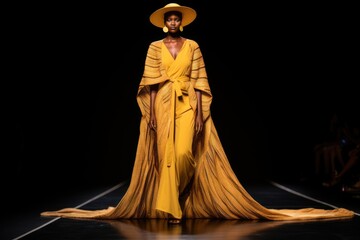 Canvas Print - An african woman model on fashion runway adult performance performer.