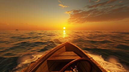 Sticker - Watching the sunset from a boat is a unique and peaceful experience.