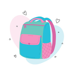 Wall Mural - Cute school backpack isolated on a white background. Used for banners, stickers, labels, decals. Welcome back to school.