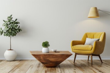 Wall Mural - Living room armchair lamp furniture.