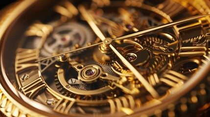 beauty of a gold watch with a close-up of its ornate golden bezel and precision timekeeping