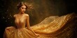 © Anastasiia K. - a stunningly beautiful woman in a gorgeous gold dress. gorgeous portrait woman in a luxurious golden dress. copy space.