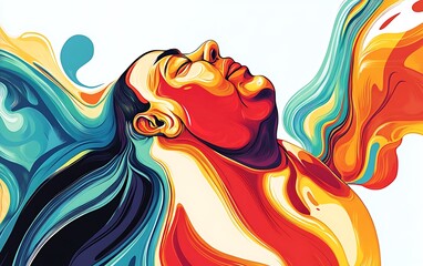 Wall Mural - abstract graphic art of energetic overweight person with flowing lines