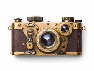 Vintage Brass and Leather Film with Precision Manual and Analog Mechanics